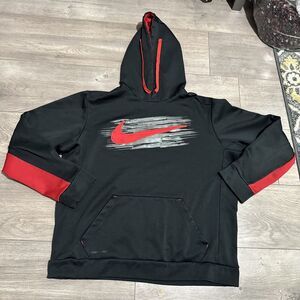Nike Women’s Red & Black Logo Hoodie Sweatshirt Size Large